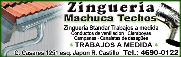 Zingueria - Machuca Techos Conductos De Ventilaci�n - Claraboyas - Campanas - Canaletas De Desagues. Zingueria Standar - Trabajos A Medida
